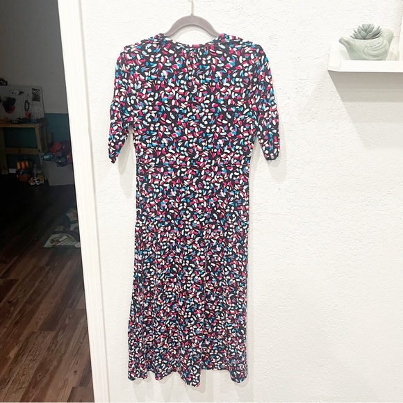 Hobbs Dress Women's 6 Anela Navy Multi Jersey Stretch Midi Classic Career - Picture 8 of 8